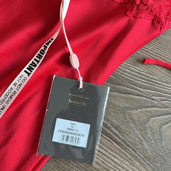 NWT House of CB SALMA RED ROSE SATIN SLIP DRESS - Picture 12 of 13